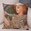 Pillow Mucha Style Pretty Girl Vintage European Cover Decor Beautiful Girls Pattern Short Plush Pillowcase For Sofa Case