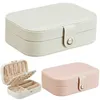 Jewelry Pouches 2 Layers Organizer Display Portable Case Storage Boxes Box Button Zipper Leather Velvet