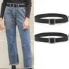 Belts PU Leather Belt For Women Square Buckle Pin Jeans Black Chic Fancy Vintage Strap Female