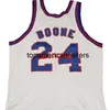 カスタムヴィンテージメン＃24 Ron Boone Basketball Jersey 1971-72 Road Retro Home Mesh Fabric Full Embroidery Any Name Number College