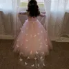 Girl Dresses Customzied Flower Dress With Butterflies Belt Full Sleeves Buttons Jewel Neck Holy First Communion Gowns Robe De Fiesta