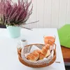 キッチンストレージアクセサリートレイ手織りのラタンのような円形のバスケットパンフルーツフードコーヒーテーブルケーキ