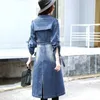 Women's Trench Coats British Style Womens Coat 2022 Fashion Slim Fit Belt Female Casual Double Breasted Pocket Long Denim Windbreaker