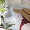 Koce nordycka kapelusz dziewczyna sofa rzut okłada domowy domek dywanowy okładka koca ściana gobelin kobiet na zewnątrz ręcznik plażowy