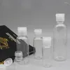 Lagringsflaskor 5 st 5-50 ml plast husdjur flip lock lotion klart kosmetiska prov container mini rese fylle flaskor flytande schampo