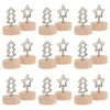 Titulares de Navidad Holdertable Photo Place Stand Notefor Clip Number Clips de madera Name Memo Base Wood Display Star Wedding