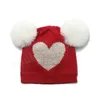 3-8 ans Bons d'hiver pour les filles aiment coeur automne tricot tricot bébé mignon pompom balle chapeau enfant couvercle