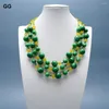 H￤nge halsband guaiguai smycken gula gr￶na jades halsband multi str￤ngar runda jade chokers 21 '' f￶r kvinnor