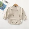 Hair Accessories Children PU Long Sleeves Bibs Babies Toddler Waterproof Smock Born Eating Feeding Apron With Pocket Boy Girl Burp Cloth