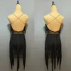 Stage Wear Fringe Latin Dress Femmes Mesh Ballroom Practice Competition Costume Sexy Tango Dancewear Robes de samba personnalisées JL4564