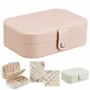 Jewelry Pouches 2 Layers Organizer Display Portable Case Storage Boxes Box Button Zipper Leather Velvet