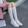 Mulheres meias japonesas harajuku coloração sólida meia -algodão puro, algodão puro, mantenha meias respiráveis ​​que coxa Four Seasons