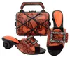 Sandalen Schöne Fuchsia Frauen Kitten Heel 6,5 cm mit Strass Afrikanische Schuhe Match Handtasche Set für Kleid GL02