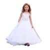 Girl Dresses Ball Gown Flower For Weddings Girls Princess Birthday Party Gowns Cap Sleeves Lace Appliques Kids Pageant Dress