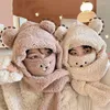 Beretten mode schattige beer winter hoed faux bont vrouwen caps muts pluche sjaalmasker set