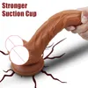 Brinquedos de vibradores de massager Cock novo pele sentindo enorme pênis realista de vibrador de silicone macio e flexível com o copo de sucção para mulheres masturbat265w