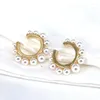 Backs Earrings 5Pairs Elegant Pearls Ear Cuff For Women Trendy Gold Color Circle Earclips Female Stackable No Piercing Earcuffs