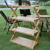 Camp Furniture 4-Tyre Outdoor Rack Camping Picnic Portable Multifunctionele vouwtafel Multi-layer Bamboo