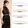 Belts Metal Elastic Slim Belt Rhinestone Lady Waist Dress Suits Thin Waistband Women Fashion Gold Silver