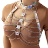 Ремни женщины рабство грудь клетка панк радий ослепитель Bling Sexy Thefand Fitness Corset Fashion Costume Ornament аксессуар