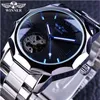 Gewinner Blau Ozean Geometrie Design Edelstahl Luxus Kleine Zifferblatt Skeleton Herren Uhren Top Marke Luxus Automatische Armbanduhr Watch293V