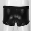 Underpants męskie szorty Faux skórzane szorty Low Talle Wędzik bokser Krótki pokaz tańca kostium bokserski boksershorts
