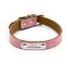 Dog Collars Genunie Leather Collar Free Engraving DIY Tag Pet Customized Information On S M L Four Colors