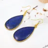 Dangle Earrings LiiJi Unique Arrival Natural Stone Lapis Lazuli Long Drop