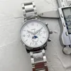 Relojes de pulsera para hombres 2022 Nuevos relojes para hombres Seis puntadas Fase lunar Reloj mecánico automático Top Marca de lujo Cinturón de acero y cuero Hombres Moda MON