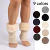 Knee Pads Womens Striped Knitted Boot Cuffs Fur Knit Warm Socks For Winter Unisex Home Floor Slipper Drop