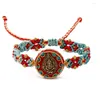 Bracelets de charme bohemian estilo folclórico nepal string string retro skew knot corda multicolorida pura manuada glamour jóias de pulseira para mulheres