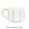 Kubki 370 ml Nordic Creative Ceramic Coffee Cup Użyte mleka Water Mark Gold InLay Valentine Festival Prezent urodzinowy