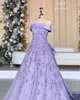 Arabo Aso 2023 Ebi Lilac lussuosi abiti da ballo di balzo in pizzo in rilievo a-line formale formale per la festa del reception abiti da fidanzamento di compleanno abbigliamento ZJ354