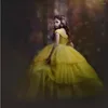 Girl Dresses Princess Yellow Garden Flowers Girls Ball Gown Lace Chiffon Teens Pageant Dress Kids Formal Party Prom Gowns Robes