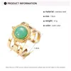 Wedding Rings Stainless Steel For Women Green Stone Gold Plated Openwork Open Ring 2022 Trend Jewelry Party Gift