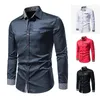 Men's Casual Shirts Autumn Contrast Color Turn Down Collar Long Sleeve Men Button Dress Shirt Male Business Luxury