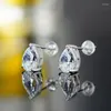 Studörhängen 925 Sterling Silver 2022 Summer Waterproof Fancy White Cut Cz Zricon Classic Pear Created Shape Earring Fine Jewelry