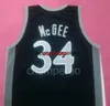 네바다 Javale McGee #34 White Navy Blue College 레트로 농구 저지 남자 스티치 커스텀 번호 이름 유니폼