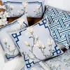 Oreiller livraison directe chinois bleu Art couverture géométrique jeter décor à la maison taie d'oreiller décorative taie d'oreiller