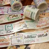 Gift Wrap Flower Brush English Special Oil Washi Tapes Junk Journal Masking Tape Adhesive Diy Scrapbooking Decor Sticker