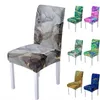 椅子は水彩大理の大理石の弾性カバースパンデックススリップカバーストレッチキッチンスツールシートホームエルバンケット装飾