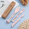 Dinnerware Sets 3Pcs/Set Portable Home & Living Reusable Kitchen Utensils Wheat Straw Cutlery Set Fork Spoon Tableware