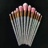 12Pcs set Diamondstudded Makeup Brushes Gems Makeup Beauty Tools Full Diamond Loose Powder Foundation Concealer Brush Bling Per262329894