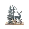 Juldekorationer Trähänge Xmas Party Elk Desktop Stand Ornament Table