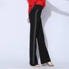 Stage Wear Rhinestone Latin Pants Women Ballroom Practice Tango Dancewear Modern Trousers Salsa Clothing Performance Costume DL9845