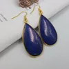 Brincos de Dangle Liiji Chegada única Stone natural Lapis Lazuli Long Drop