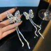 Gland papillon boucles d'oreilles pour femmes brillant strass grand nœud papillon bijoux créatifs tempérament fête fille accessoires cadeaux