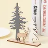 Juldekorationer Trähänge Xmas Party Elk Desktop Stand Ornament Table