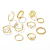 10 шт. Панк золотые кольца с широким цепью, установленные для женщин, девочки мода нерегулярные пальцы, подарок, женские ювелирные ювелирные изделия.