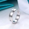 Enkele rij diamant titanium staal zilveren liefdesring luxe mannen en vrouwen roségouden ring designer paar sieraden cadeau met doos8246192
